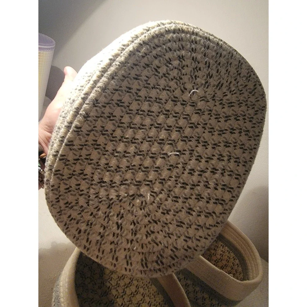 SET 3 Cotton Rope Baskets Woven‎ Basket Makeup Basket Bin Multipurpose Container